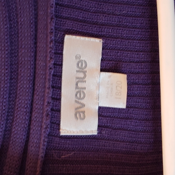 Avenue Purple Waterfall Front 3/4 Sleeve Textured Cardigan Size 18 - Picture 3 of 6